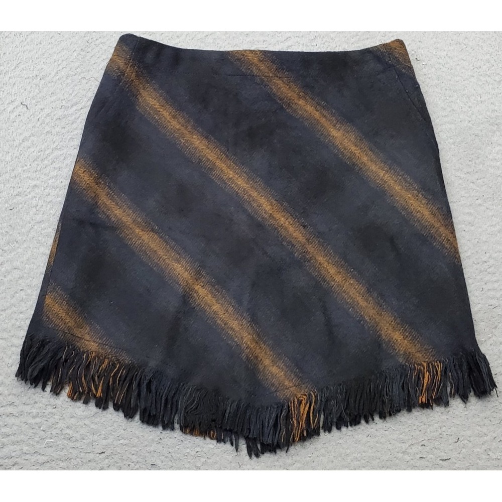 Sanctuary Mini Skirt Womens Small Multi Stripedβ Stretch Ombre Fringe Back Zip